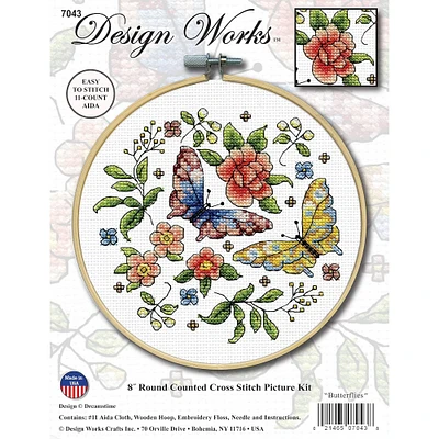 Design Works™ 8'' Round Butterfly Counted Cross Stitch Kit