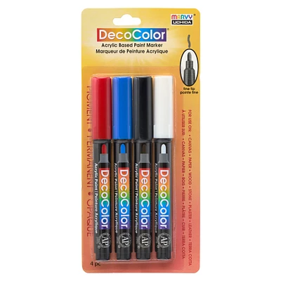 6 Packs: 4 ct. (24 total) DecoColor® Fine Tip Acrylic Paint Pen Markers