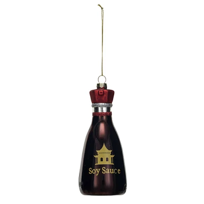 Hello Honey® 5.75" Hand-Painted Glass Soy Sauce Bottle Ornament with Glitter