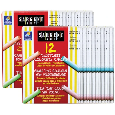 6 Packs: 24 Packs 12 ct. (1,728 total) Sargent Art® Assorted Dustless Chalkboard Chalk