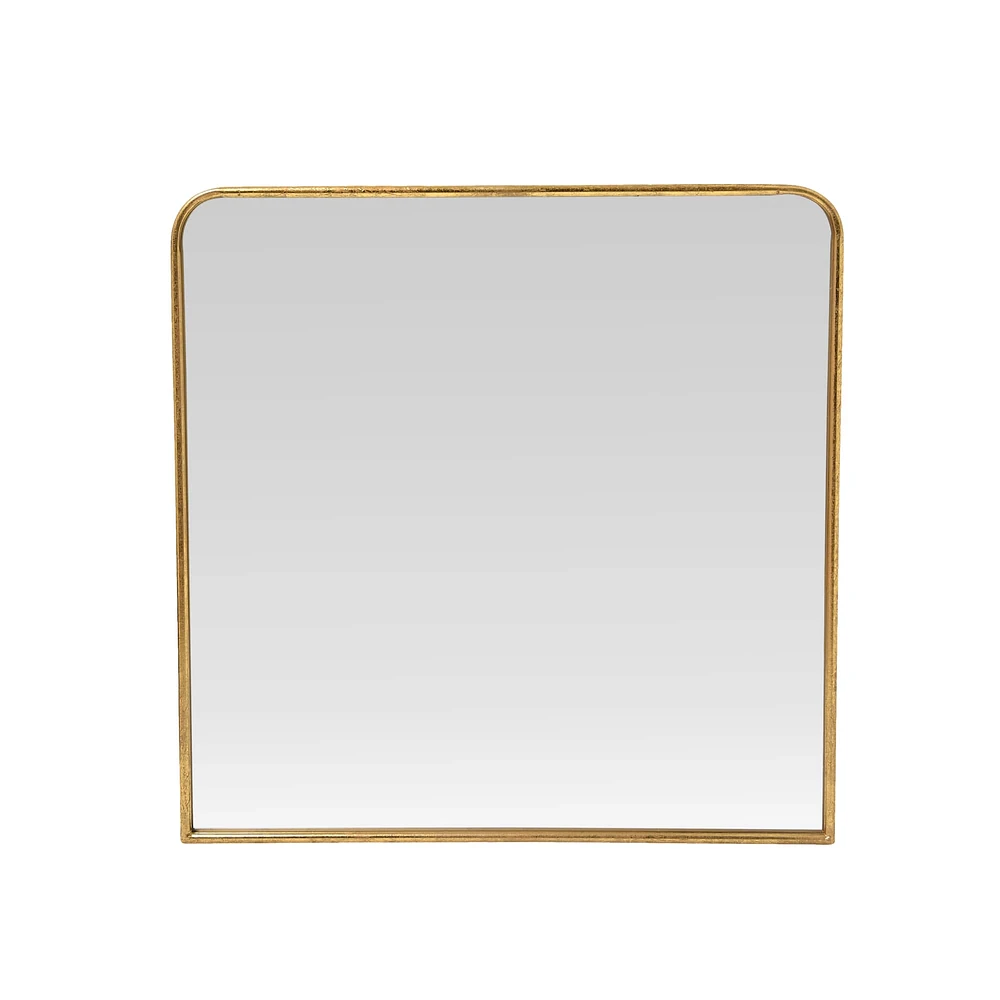 Brass Finish Square Metal Framed Wall Mirror