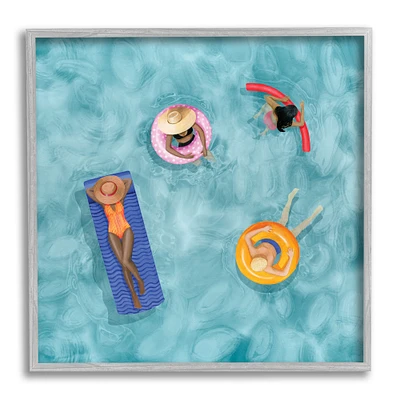 Stupell Industries Group of People Lounging In Water Pool Toys in Frame Wall Art