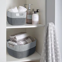 Simplify 15" Grey 2-Tone Decorative Storage Basket