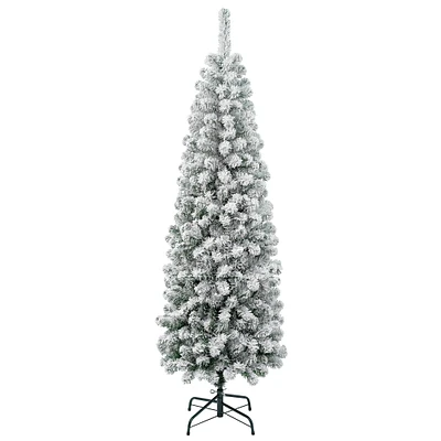 6ft. Unlit Acacia Pencil Slim Flocked Artificial Christmas Tree