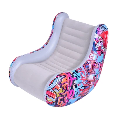 37" Graffiti Design Flocked Inflatable Lounge Chair