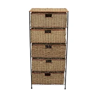 Household Essentials 5 Drawer Seagrass Wicker Storage Unit