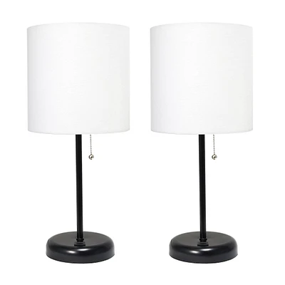 LimeLights White Shade Stick Lamps with USB Charging Port