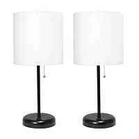 LimeLights White Shade Stick Lamps with USB Charging Port