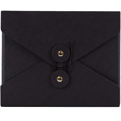 JAM Paper Black 5.25" x 6.75" Button & String Tie Portfolio 