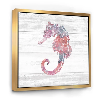 Designart - Pink seahorses Ocean Life - Nautical & Coastal Framed Canvas