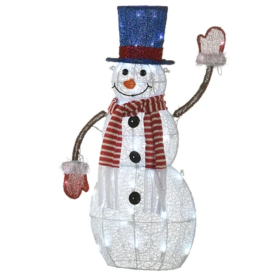 30" Pre-Lit Fabric Snowman