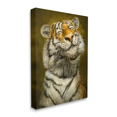 Stupell Industries Happy Tiger Funny Large Cat Animal Painting Canvas Wall Art