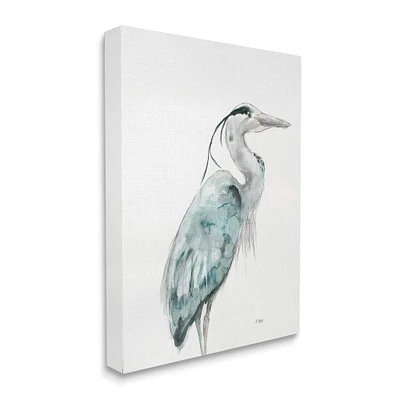 Stupell Industries Watercolor Crane Soft Blue Tones Aquatic Bird Canvas Wall Art