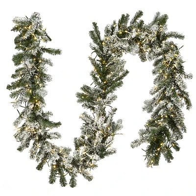 9ft. Pre-Lit LED Snowy Sheffield Spruce Garland