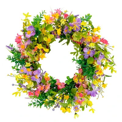 6 Pack: 24'' Multicolored Daisy Floral Spring Door Wreath