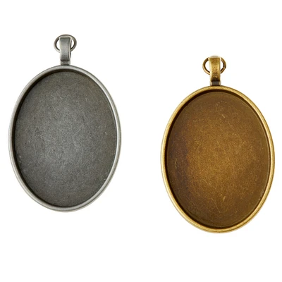 Found Objects™ Silver & Gold Oval Frame Pendants by Bead Landing™