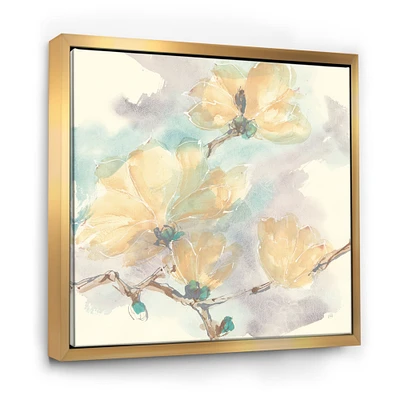 Designart - Magnolias in White II - Cabin & Lodge Framed Canvas