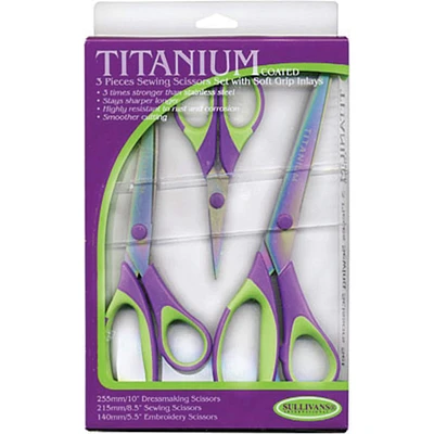 Sullivans Purple & Green Titanium Scissors Set, 3ct.