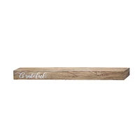 Walnut "Grateful" Text Engraving Floating Wall Shelf