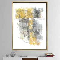 Designart - Moving In and Out of Traffic II Yellow Grey - Geometric Canvas in Gold Frame