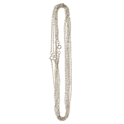 9 Pack: Rhodium Flat Oval Chain Necklaces by Bead Landing™