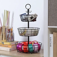 SunnyPoint Black 3 Tier Wire Basket Stand