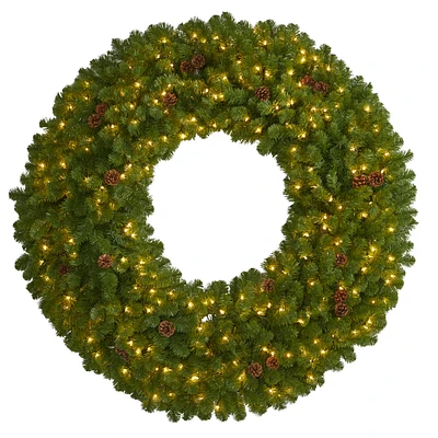 5ft. Pre-Lit Pine & Pinecone Artificial Christmas Wreath