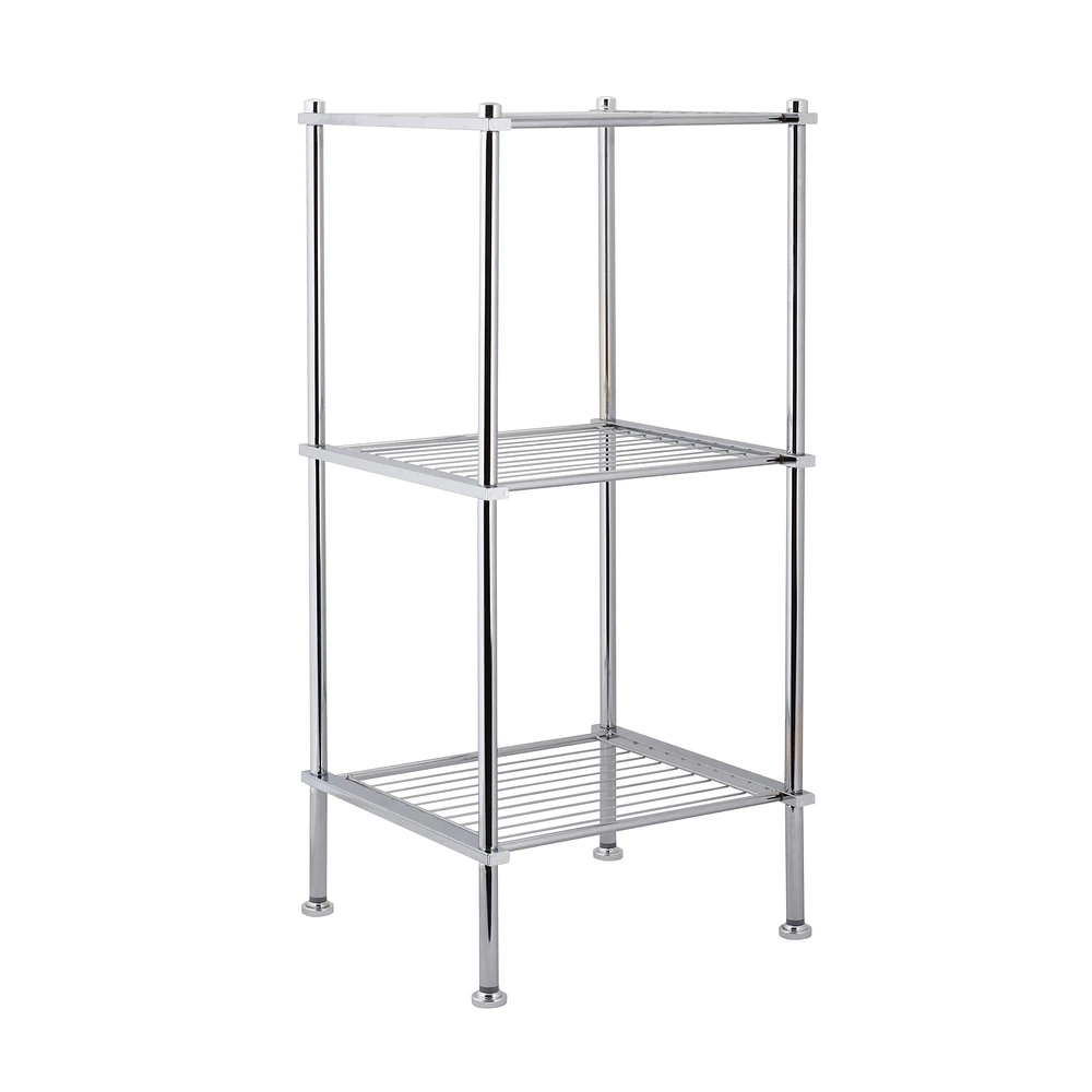 Organize It All 28" Metro Chrome 3-Tier Freestanding Shelving Tower