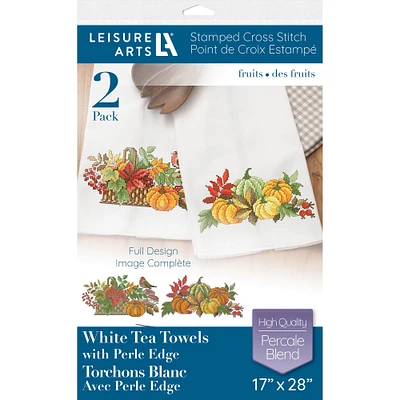 Leisure Arts® Fruits Tea Towel Stamped Cross Stitch Kit