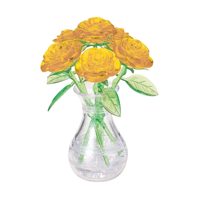 3D Crystal Puzzle - Roses in a Vase (Yellow): 46 Pcs