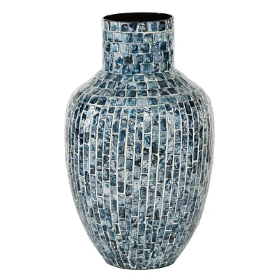 16" Blue Mother of Pearl Coastal Vase