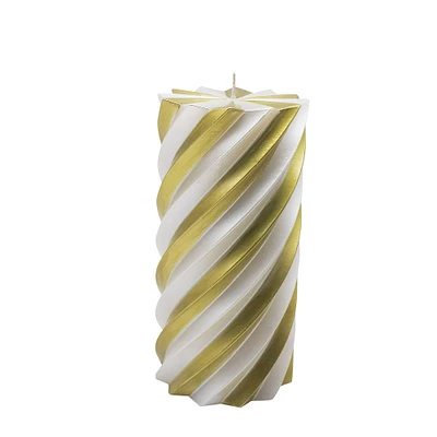 6" White & Gold Twist Unscented Candle by Ashland®