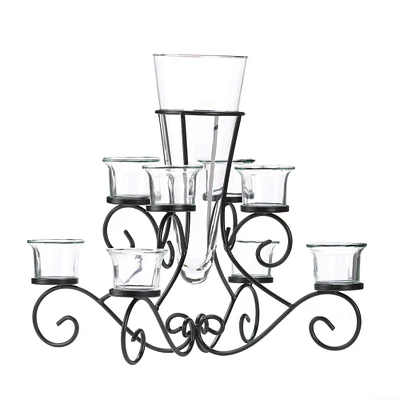 15" Scrollwork Candle Stand with Vase