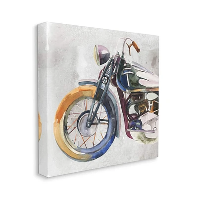 Stupell Industries Motorcycle Chopper Bike Expressive Watercolor Tones Canvas Wall Art