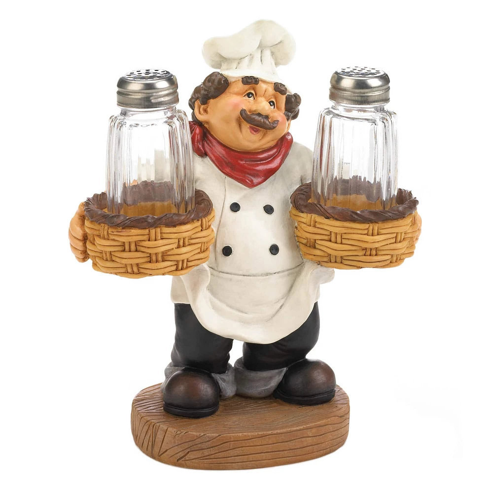 7.5" Chef Holder Salt & Pepper Shakers Set