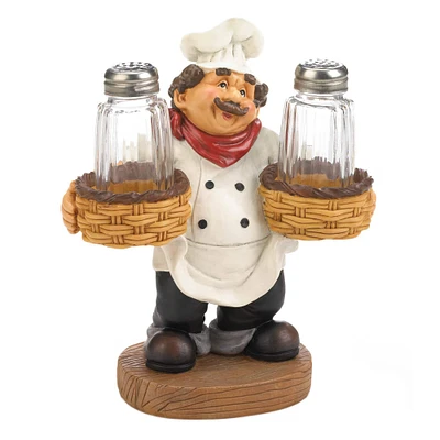 7.5" Chef Holder Salt & Pepper Shakers Set