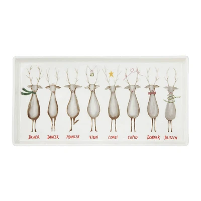 Hello Honey® 12.75" Santa's Reindeer Rectangle Stoneware Serving Platter