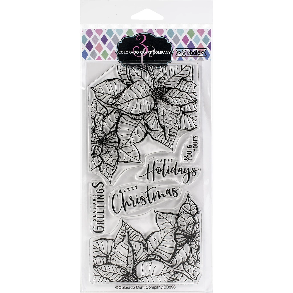 Colorado Craft Company Big & Bold Slimline Poinsettias Clear Stamps