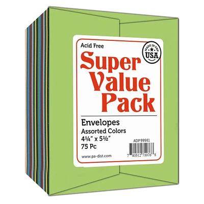 PA Paper™ Accents Super Value 4.25" x 5.5" Envelopes, 75 Sheets