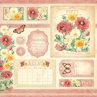 Graphic 45 Flower Market 12" x 12" August Double-Sided Cardstock, 15 Sheets