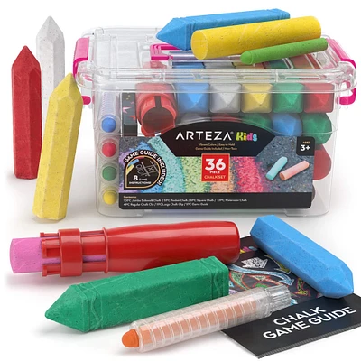 Arteza® Kids Ultimate Chalk Set of 37 pcs, Pink Box Handle