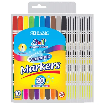 6 Packs: 12 Packs 10 ct. (720 total) BAZIC® Double-Tip Washable Markers