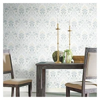 RoomMates White & Blue Persian Damask Peel & Stick Wallpaper