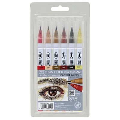 Kuretake Zig® Clean Color Real Brush™ 6-Color Portrait Colors Marker Set 2