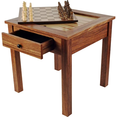 Toy Time Wooden 3-in-1 Chess & Backgammon Table