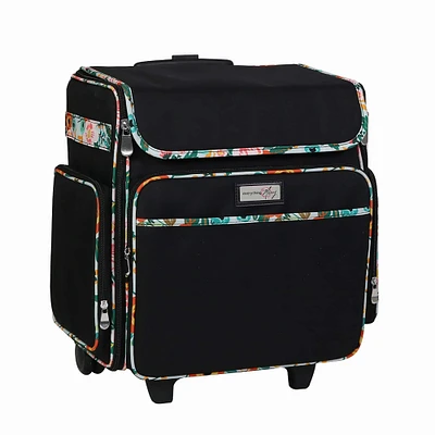 Everything Mary Black & Floral Rolling Scrapbook Travel Case