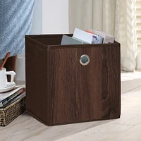 Organize It All Dark Brown Faux Wood Storage Cube