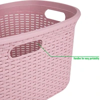 Mind Reader 10.5'' Pink Laundry Basket with Cutout Handles