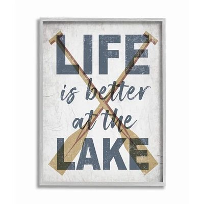 Stupell Industries Life is Better at the Lake Wall Art in Gray Frame