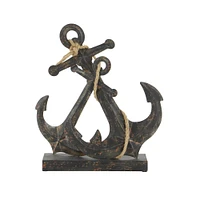 16" Black Metal Anchor Sculpture